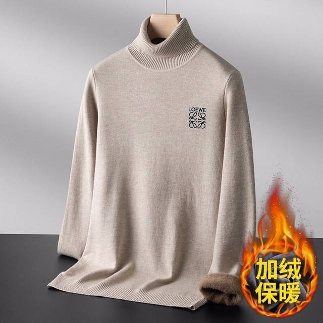 可支持年后退换 P210 加绒 罗意威24Ss秋冬专柜爆款 高端外贸订单狠货定制 顶级原单冬季时尚男士休闲羊毛衫针织高领加绒加厚毛衣。 加绒加厚 秋冬时尚潮人打