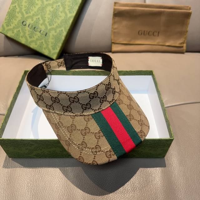 P120 原单版本出货！ 配盒子布袋，Gucci 古奇 最新原单宽版织带空顶帽。专柜1:1开模订制，最高版本，原版帆布料，轻盈透气！实物拍摄，四季百搭男女适用，
