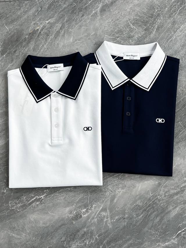 P260 新品 香港洋行渠道货，重磅高端臻品，2025早春新款Ferr*Gamo马蹄刺绣标识高端商务休闲Polo衫马球衫.因经典而生，每季必出的招牌单品，在每一