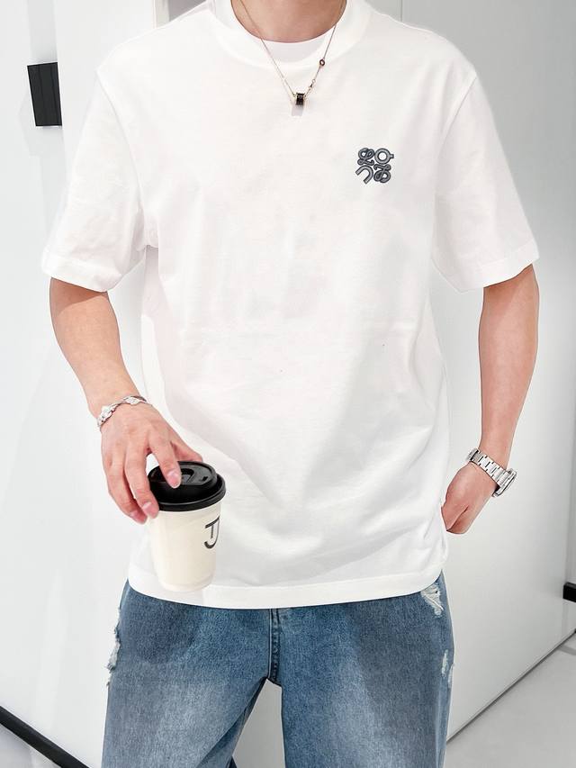 P200 L*Ewe 罗意葳2025春夏新款原单男士圆领短袖T恤 专柜同步售卖 爆款高端品质 高版本 Os版型阔版 印胶Logo图案设计 定制进口双股100%纯