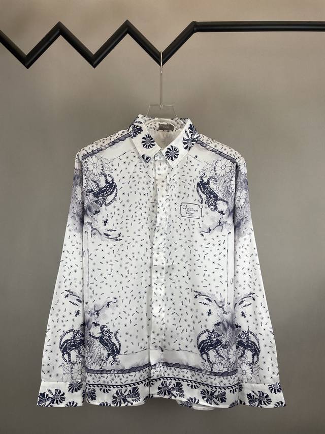 P290 Dior 迪奥 2025Ss 春夏新款桑蚕丝斜纹长袖衬衫 原版定制面料 1:1还原 面料光滑柔顺 上身休闲随性 慵懒不挑人 宽松版型 男女同款 尺码：