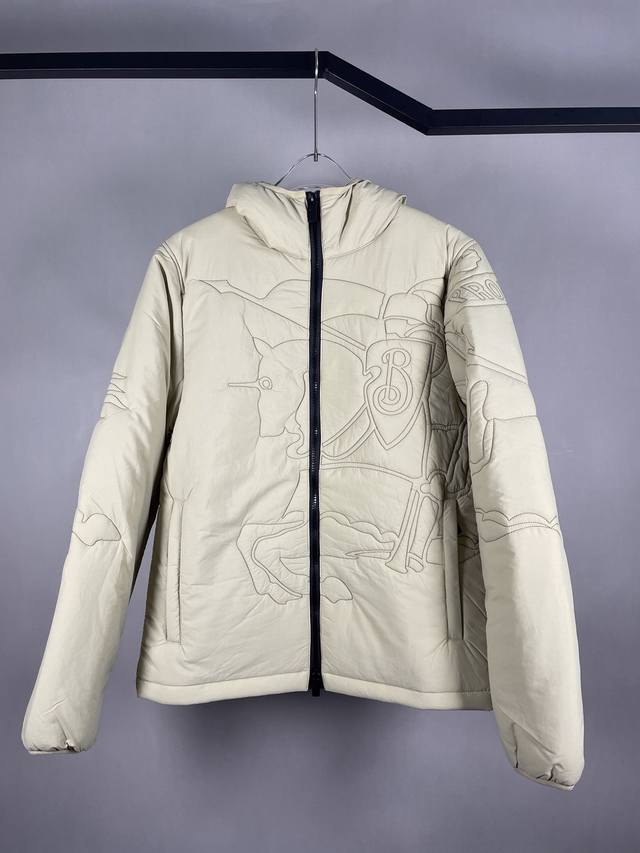 P420 Burberry 新款战马徽标拉链兜帽长袖棉服外套