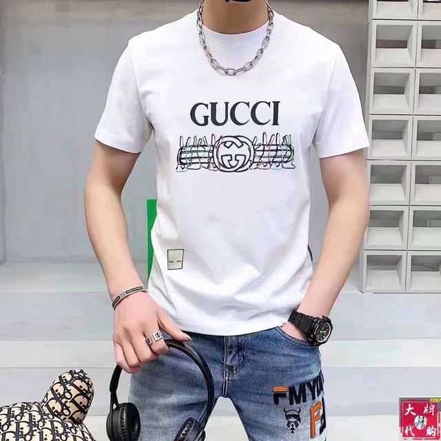 P210 Gucci 古奇 最大4Xl穿到200斤顶级时尚圆领短袖高级无痕定制高级定制百搭款式 任何人都可以轻松驾驭 面料全订制工艺 胸前奢华经典品牌最新Log