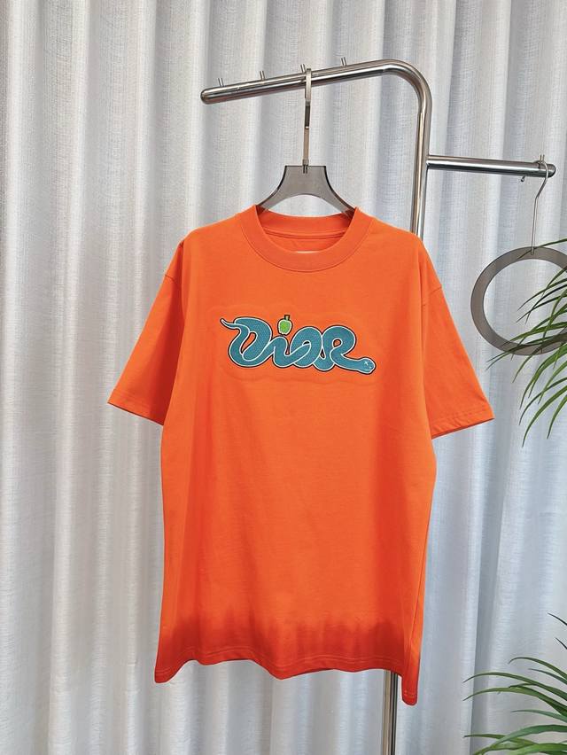 P200 Di**新款限定款高密度刺绣蛇形徽标Logo 渐变T-Shirt 定制纯棉面料 克重高 质感好 亲肤透气 采用高密度刺绣徽标Logo点缀 渐变设计 活