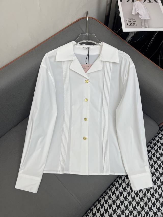 P300Miumi* 25Ss新款长袖衬衫 双边打条设计 经典版型 单色三码Smla807