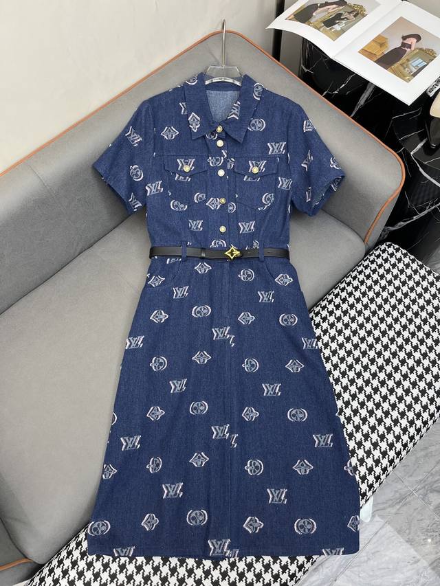 P390Louis Vuitto* 25Ss新款牛仔连衣裙字母提花面料 时尚大气 两色三码Smla807P