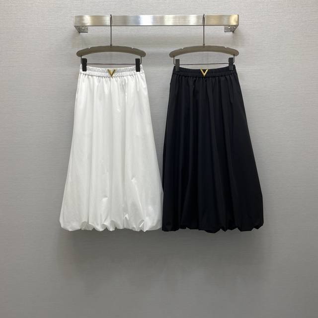 Va*25Ss 气质松紧高腰金属扣点缀长款半裙，高级面料，颜色:图片2色，面料：精纺棉面料 Smlxl P290