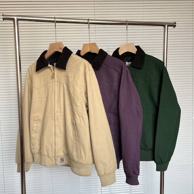 200包邮 carhartt Wip卡哈特纯色下摆Logo 拉链圣达菲夹克男女同款 成立于美国旧金山的Carhartt是美国工业时代的服装品牌，主要生产工装裤以