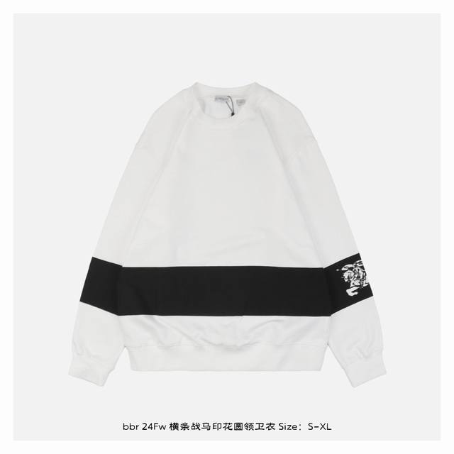 180包邮 （顶级最高版本）Burberry 巴宝莉 Bbr 经典横条战马Logo圆领卫衣 男女同款 情侣款 宽松版型 （最高版本 原版面料 高版本 高品质）