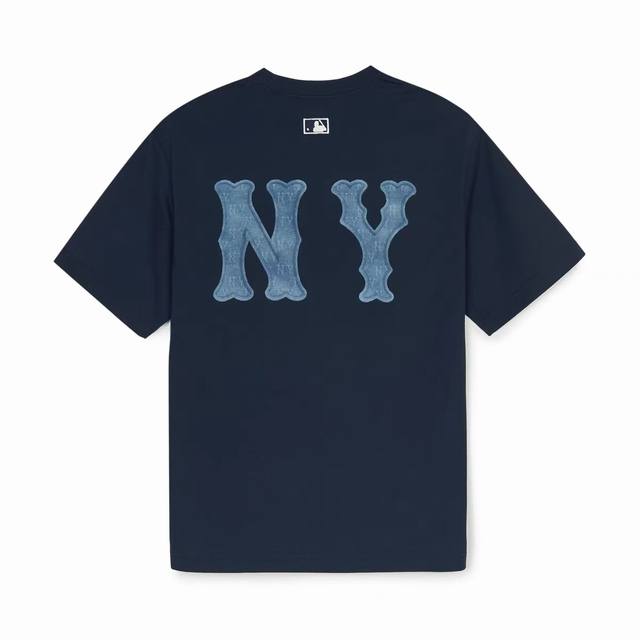 100包邮【高端品质】Mlb/Ny洋基队【Ny仿牛仔字母款】Ny新品印花圆领套头短袖T恤 男女情侣同款，面料采用纯棉双纱，面料亲肤舒适透气，触感细腻Ny洋基队情