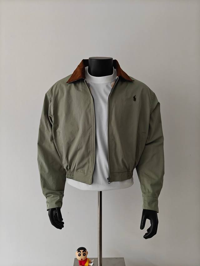 250 -Ralph Lauren拉夫劳伦翻领夹克美式复古外套- 设计亮点 经典翻领剪裁自带学院派书卷气 90S美式复古短版型 黄金比例显腿长 定制人字纹面料肌
