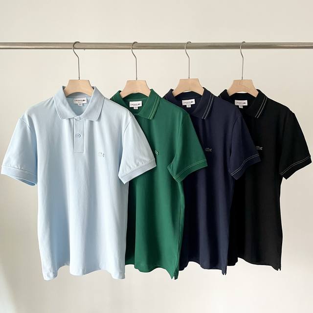 150 25年新款超牛现货Lacoste Lve（法国鳄鱼）男士提花领Polo衫 胸前鱼仔采用立体刺绣工艺 面料辅料都是原厂客供材质 面料采用32支220G食毛
