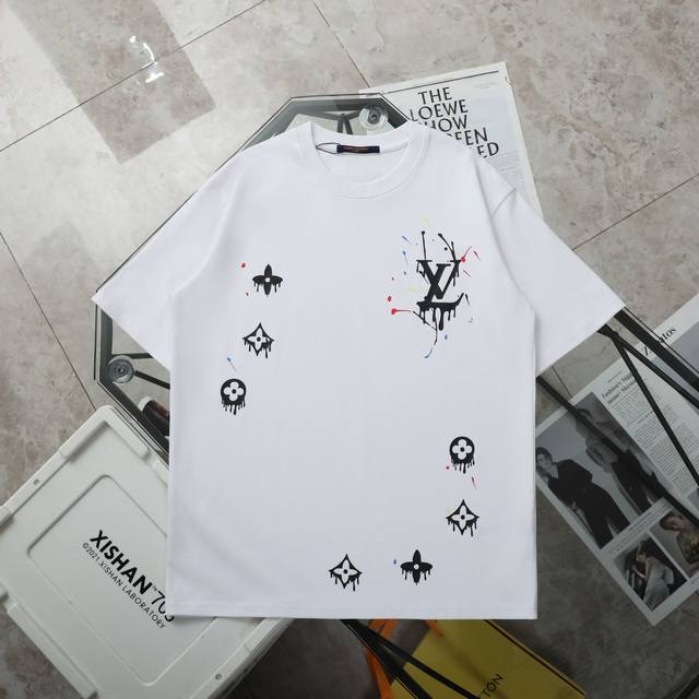 上新120【纯原臻品 顶级复刻】 - Louis Vuitton/路易威登Lv·新款手绘涂鸦圆领短袖T恤 - 款号：3324 - 颜色：白色 黑色 - 尺码：S