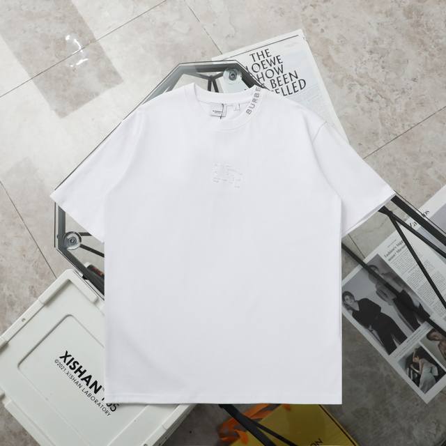 上新130【顶级复刻 高端定制】 - Burberry/巴宝莉·新款刺绣Logo休闲圆领短袖T恤 - 款号: 3328 - 颜色：黑色 白色 - 购入原版开模打