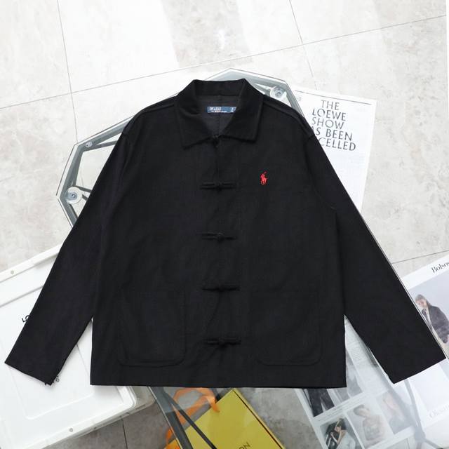 降价发200【纯原臻品 顶级复刻】 ralph Lauren/拉夫劳伦中式刺绣灯芯绒复古长袖衬衫唐装外套 - 款号：W247012 - 颜色：黑色 藏青色 卡其