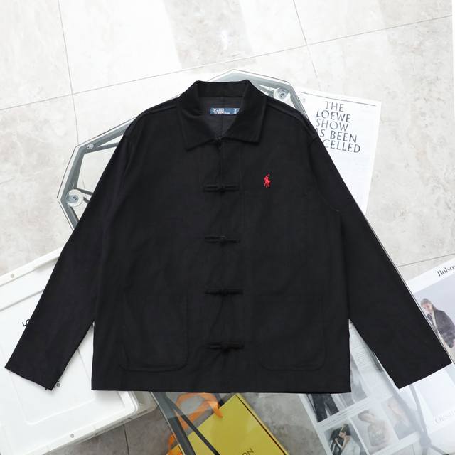 上新220【纯原臻品 顶级复刻】 ralph Lauren/拉夫劳伦中式刺绣灯芯绒复古长袖衬衫唐装外套 - 款号：W247012 - 颜色：黑色 藏青色 卡其色