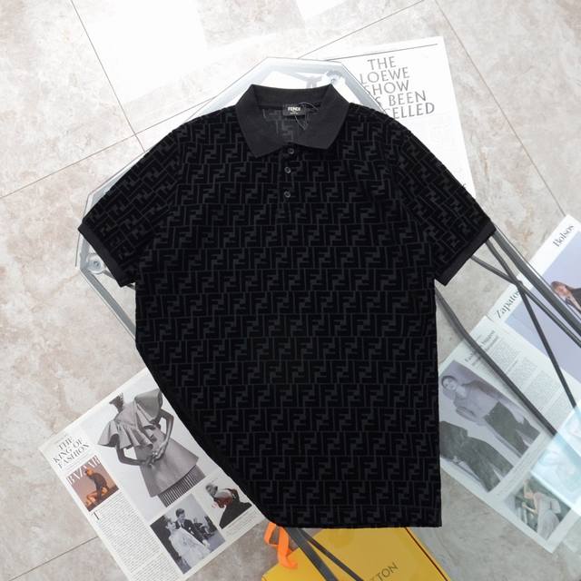 上新190【专柜1:1 ·高端定制】 fendi/芬迪植绒Polo衫短袖T恤 -货号：86071 -购入原版开模打造，全套定制辅料，细节决定成败 -芬迪 （Fe