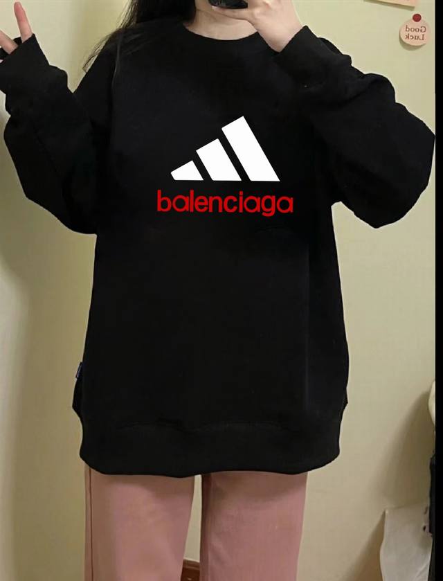 110 balenciaga X Adidas 巴黎世家联名阿迪达斯官网发售春季圆领卫衣 原版面料高版本高品质 网红明星同款 优选新疆长绒棉纯棉面料 Pu直喷印