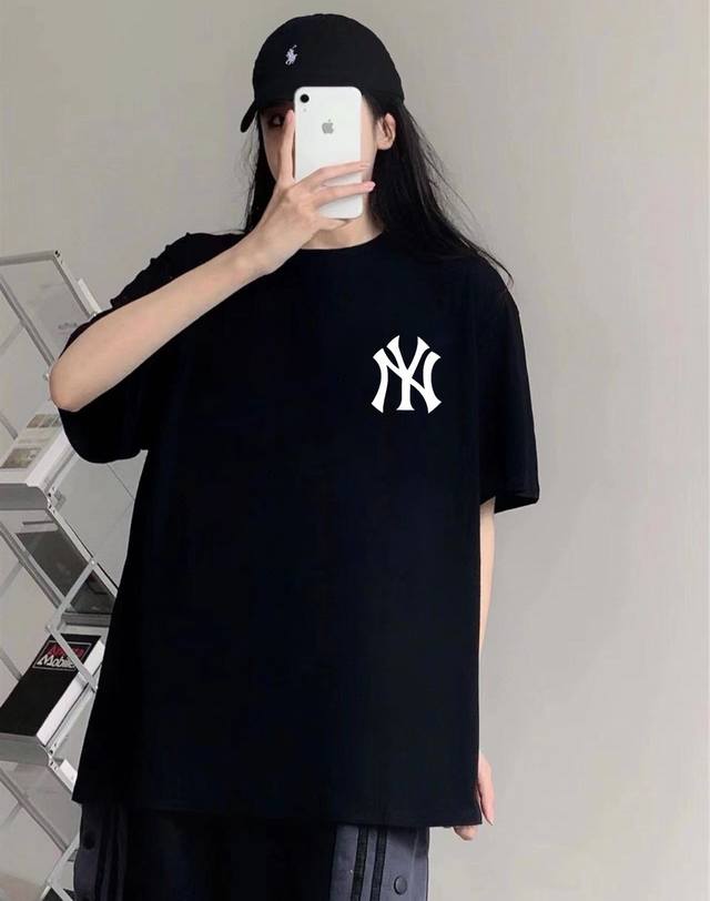 80 mlb Yankees-Ny星球圆领短袖半袖T恤 面料采用260克纯棉双纱食毛面料 双线二本针压线 久洗不变形 原版定制三标 高端进口印花 随意水洗 情侣