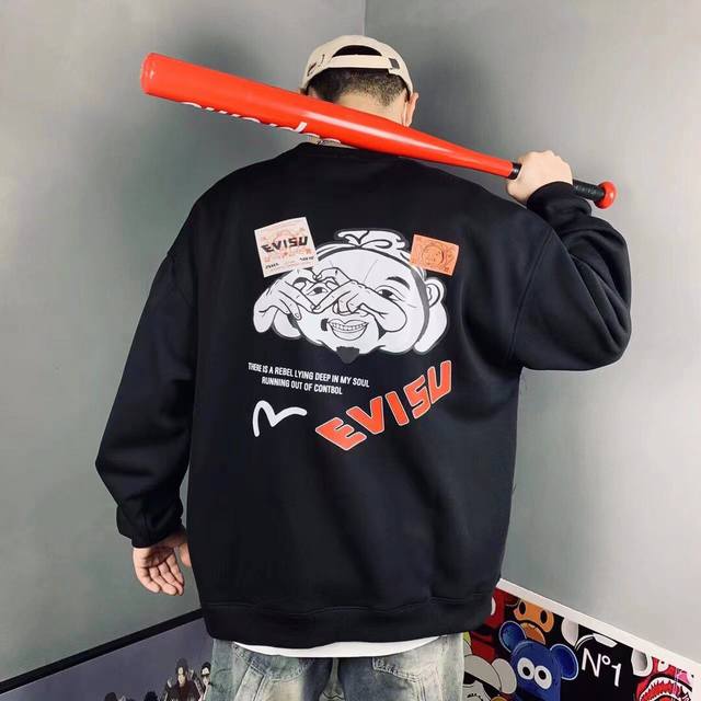 上新120 evisu 福神新款标志佛头口袋达摩印花卫衣 不得不推荐一款高品质非常受欢迎的硬货！你需要这样一件超百搭的卫衣 采用的技术是德国进口的数码印机 所以