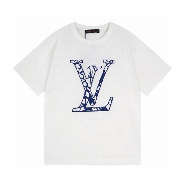顶级版本150【Lv滑雪Ski提花针织短袖】 louis Vuitton Fw23 Logo滑雪Ski提花字母宽松休闲印花针织短袖T恤 情侣款 本款短袖圆领衫取