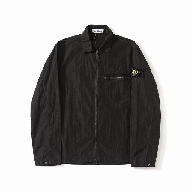 190【原版复刻】石头岛Ss24 Stone Island Nylon Meta 系列金属尼龙长袖拉链胸带夹克 防晒服 定制金属尼龙褶皱染色面料 复刻质感 辅料