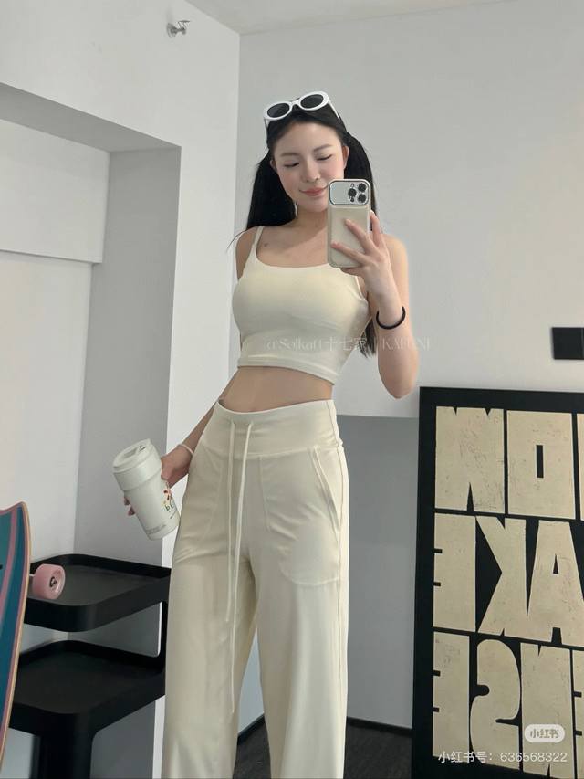 模特图！140 官网同款质感超好垂感十足 Lululemon/璐璐乐蒙Throwback Still四色直筒亲肤透爽健身运动直筒裤 高收腰腹提臀亲肤 长裤阔腿裤