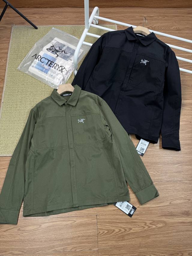 240 arcteryx始祖鸟 Cronin Cotton Overshirt 弹力防风防雨纯色小Logo翻领衬衫夹克外套 - 材质成分：采用61%棉、29%尼