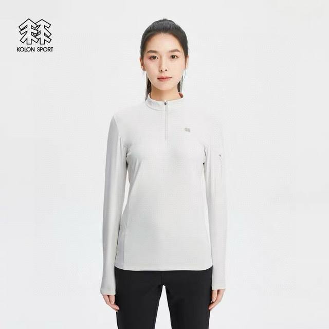 模特图#160 可隆Kolonsport半拉链女士运动速干长袖，女款户外小立领半拉链～运动、登山、健身、日常通勤装，合身不紧身，宽松不松垮，纤秾合度，舒适不勒！
