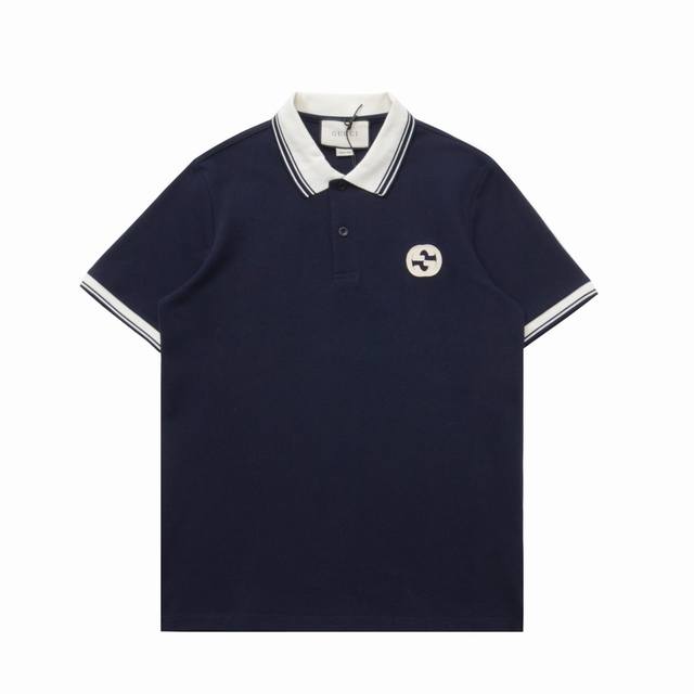150 （顶级复刻版本） gucci/古驰·经典互扣双G刺绣贴饰微标休闲Polo短袖T恤 款号：23017 面料: 280G重磅纯棉，随意对比 砖柜同步。第一时
