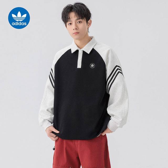 上新 ！！ 120 ！！！ Adidas 三叶草 三杠半翻领拼色百搭开衫卫衣 男女潮款 整件衣服完美演绎经典时尚潮流前风 高工艺Logo刺绣标饰 宽松版型 百搭