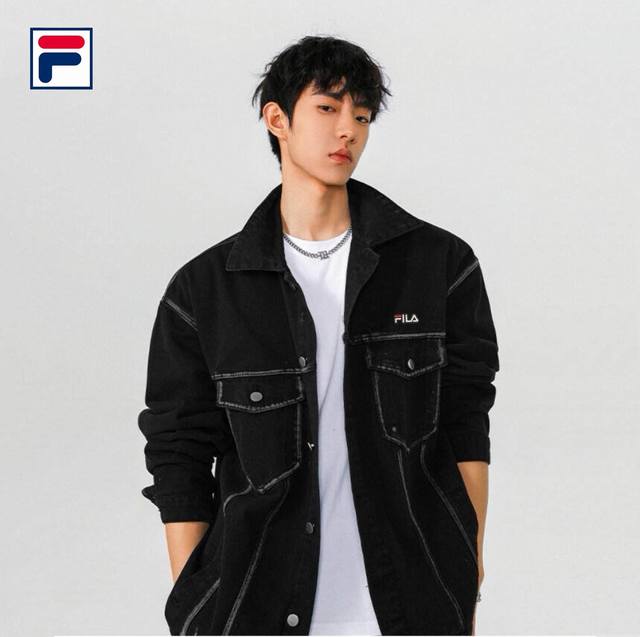 上新 P160【Fila斐乐 秋款刺绣品质潮流水洗休闲茄克牛仔外套】 优质柔软牛仔棉制 免烫不起皱 不起球 细腻不糙手 水洗工艺耐磨性高 走线工整 亲肤抗皱等特