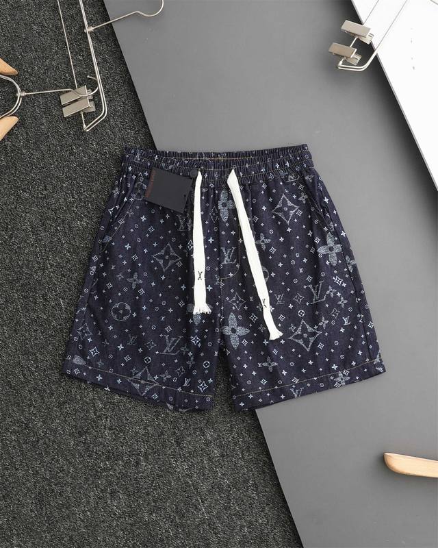 160（顶级复刻） louis Vuitton/路易威登 驴牌 25春夏新款 老花字母满印满天星Logo印花牛仔短裤 官网同步 原版复刻 随意对比 细节拉满 顶
