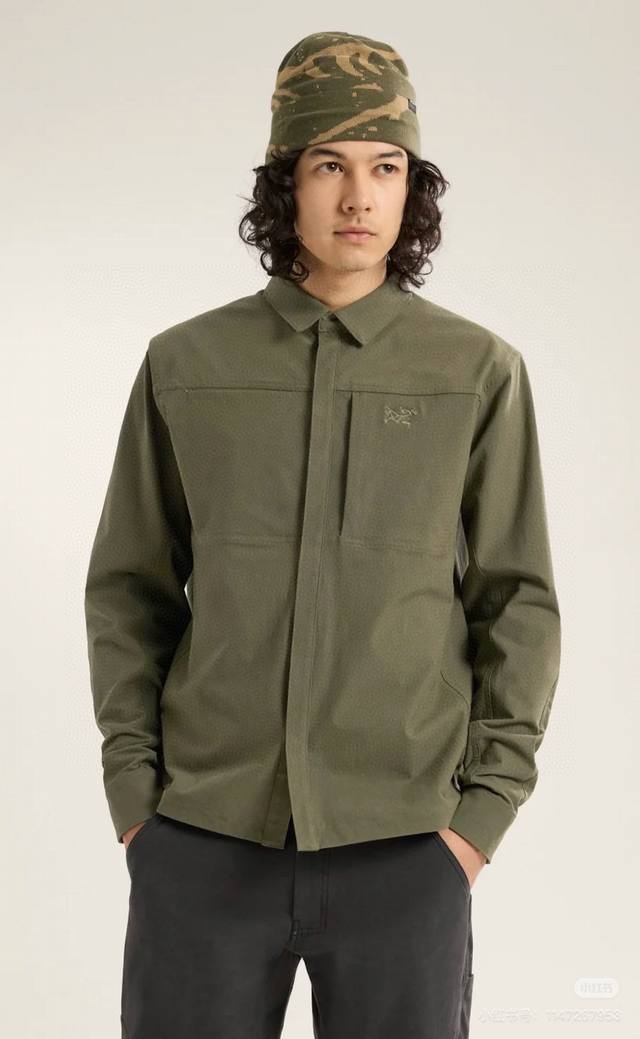 260 原版入手打版1:1Arc'teryx / 始祖鸟 官网同款三色Cronin Cotton Overshirt 弹力纯色小Logo翻领衬衫夹克外套男女同款