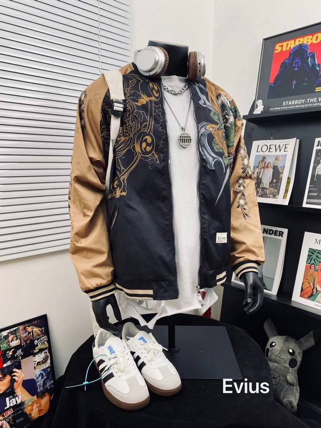 180包邮 evisu福神恶魔拼接复古夹克男女同款 搭配情侣更赞哦 ｜超级推荐｜超人气单品Ins小红书热门爆款真心喜欢 带点头街范儿 版型延品续牌的历史 基百础