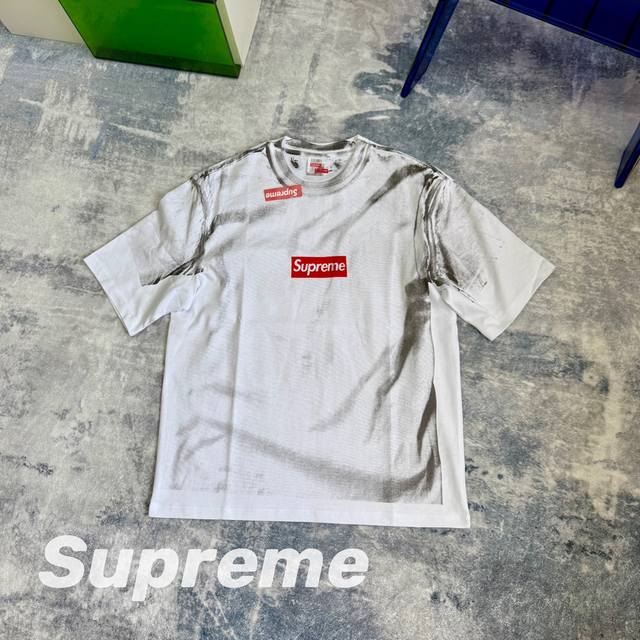 120包邮 supreme X Mm6 Maison Margiela 联名款Ss24 Week7 Box Logo Tee 解构假两件方框徽标短袖T恤 面料：