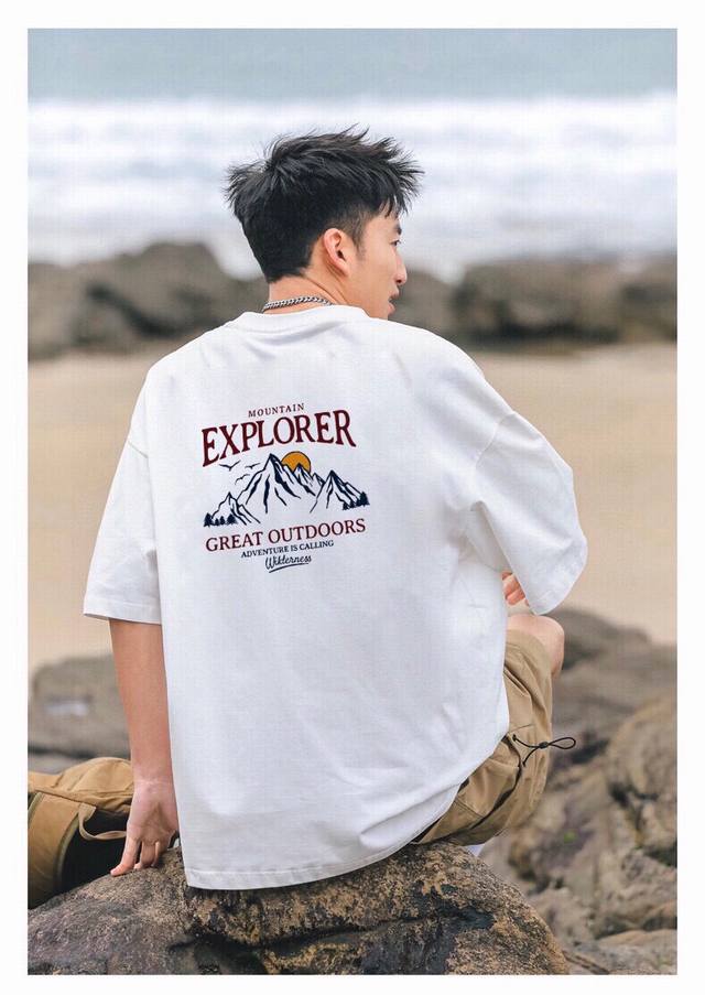 80包邮 【260G重磅纯棉】The North Face 北面 探索者系列“Explorer” 山系 短袖T恤 男女同款 情侣款 面料工艺： 1.260G重磅