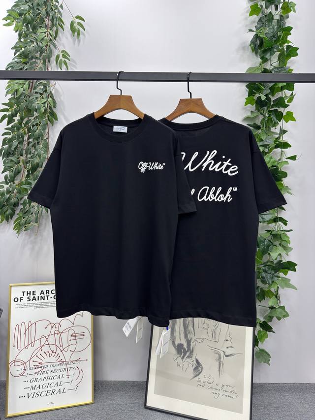 140# 2025Ss春夏新款 品牌：Off-White 标语字母款短袖T恤！ 颜色：黑色 尺码：S-M-L-Xl（男女同款） 面料：采用定制260克32织纯棉