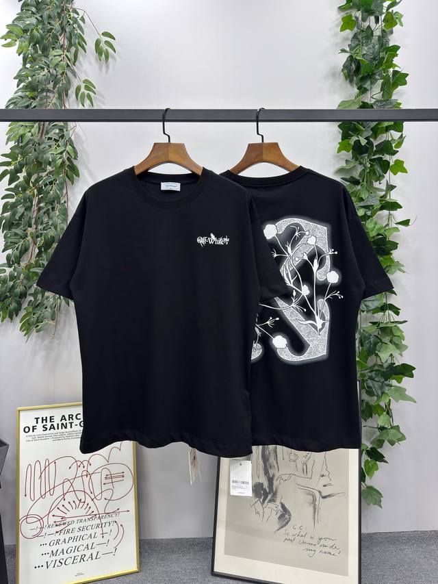 140# 2025Ss春夏新款 品牌：Off-White 郁金香箭头款短袖T恤！ 颜色：黑色 尺码：S-M-L-Xl（男女同款） 面料：采用定制260克32织纯