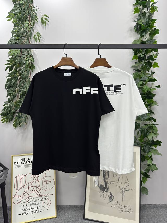 140# 2025Ss春夏新款 品牌：Off-White Logo标款短袖T恤！ 颜色：白色 黑色 尺码：S-M-L-Xl（男女同款） 面料：采用定制260克3