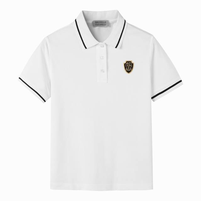 180 brunellocucinelli Bc 2025新款高奢简约女款Polo衫 原版面料高版本高品质 网红明星同款 210丝光朱迪 搭配黑白撞色编织领 徽