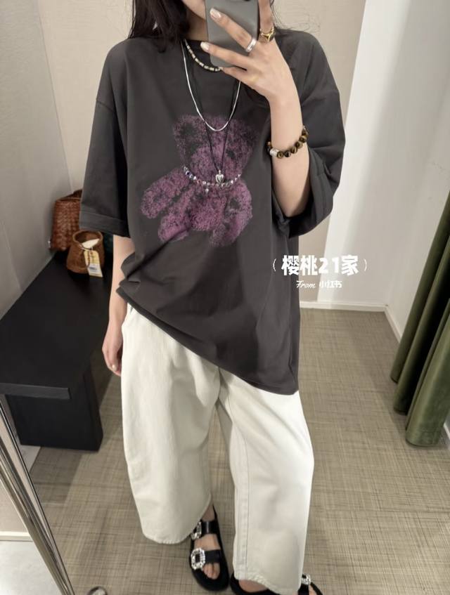 顶级重磅330G版本批130Welldone官网新款铆钉水钻泰迪小熊印花高街短袖 情侣款 顶级复刻，得物唯一正确版本，无原版 不开发！我们每款都拆解原版 正面饰