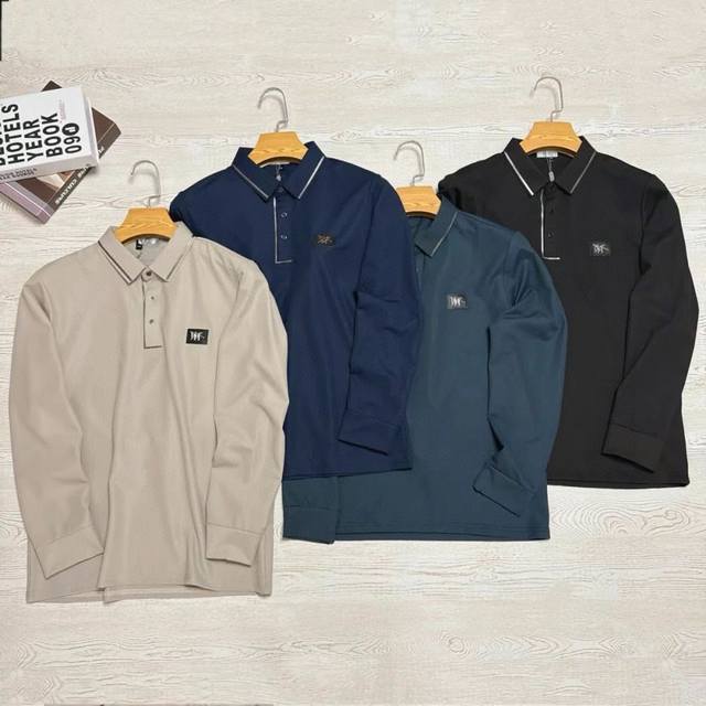 160包邮 颜色：黑色 米白 豆绿 哈青 尺码：M L Xl 2Xl 3Xl 4Xl 【 简约时尚！高精单品！】2025春季新款长袖Polo衫！高弹速干面料，无