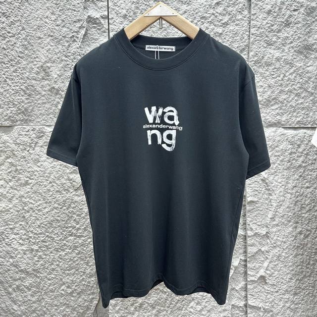 90 Alexanderwang精品情侣款短袖，站西同货源高端品质，加厚加款螺纹久洗不垮，内外同平整度高端230克纯棉面料。丝网印花透汗无惧。黑色，铁灰，白色