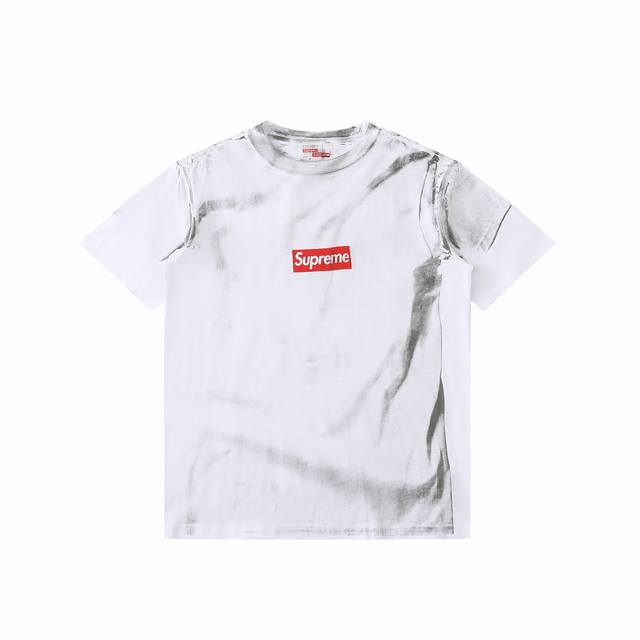 120 Supreme X Mm6 Maison Margiela 联名款Ss24 Week7 Box Logo Tee 解构假两件方框徽标短袖T恤 面料：24
