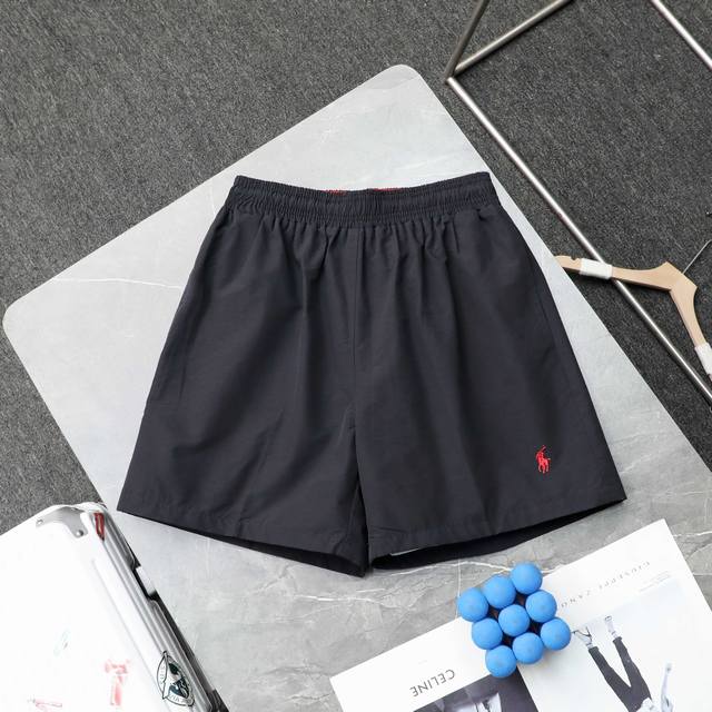 上新90【顶级复刻 高端定制】 - Polo Ralph Lauren/拉夫劳伦·新款刺绣Logo抽绳五分裤防水速干短裤男女同款 - 颜色：黑色 橄榄绿 卡其色
