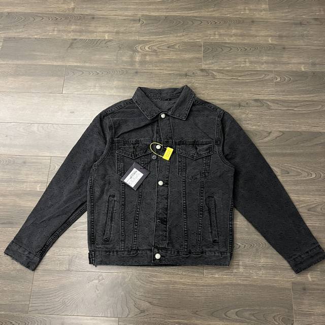 250 louis Vuitton Lv 路易威登 最新满印老花水网提花暗纹压花情侣水洗牛仔外套夹克-顶级原单版本 color：水洗黑 size：M L Xl