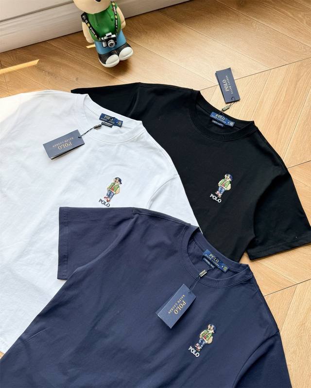 p140 25年新款 Ralph Lauren/拉夫劳伦小熊刺绣款男女同款 圆领短袖T恤 ！高品质经典百搭款 胸前小熊刺绣标！全棉220克洗水面料 柔软舒适！品