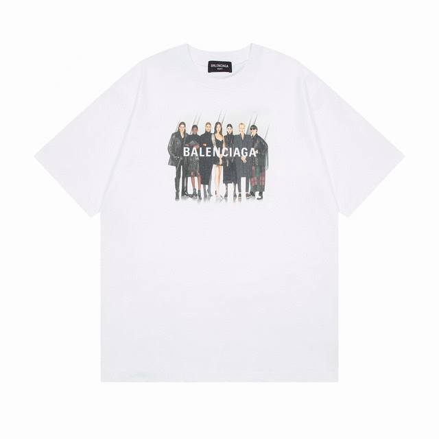 100 Balenciaga/巴黎世家2025 Ss 经典人像乐队直喷印花短袖T恤 本市场No.1的质量 真正天花板品质 全部原版开发注意细节图 避免被盗图商家