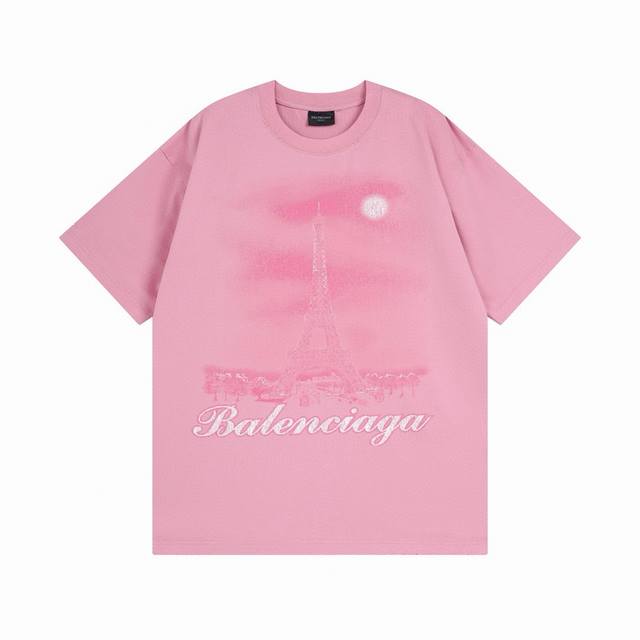 130 Balenciaga/巴黎世家2025 Ss 埃菲尔铁塔喷墨渐变彩印短袖T恤 本市场No.1的质量 真正天花板品质 全部原版开发注意细节图 避免被盗图商